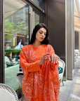 Orange Glamorous Abaya (set with under dress)