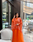 Orange Glamorous Abaya (set with under dress)